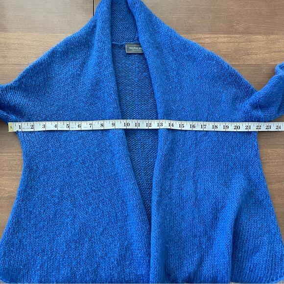 Wooden Ships Women’s Blue Color Block Knit Acrylic Mohair Wool Open Cardigan S/M - Picture 9 of 10